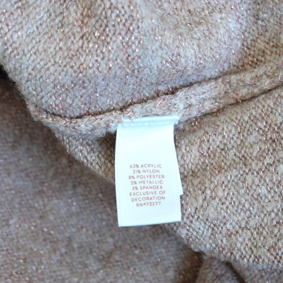 Women's Lauren Conrad Sweater Long Sleeve Heart MEDIUM Taupe Cream - Picture 12 of 13